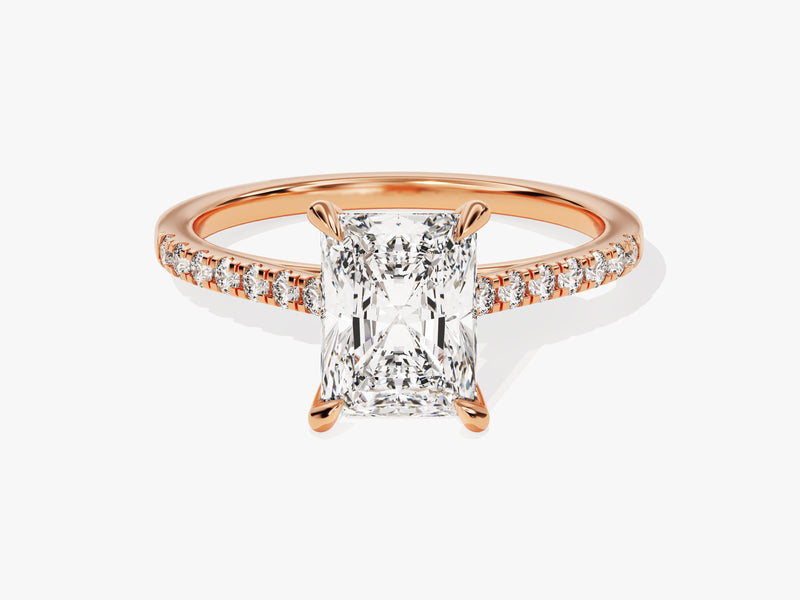 Radiant Cut Moissanite Engagement Ring with Pave Set Side Stones (3.00 CT)