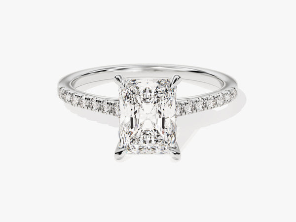 Radiant Cut Moissanite Engagement Ring with Pave Set Side Stones (3.00 CT)