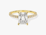 Radiant Cut Moissanite Engagement Ring with Pave Set Side Stones (2.00 CT)