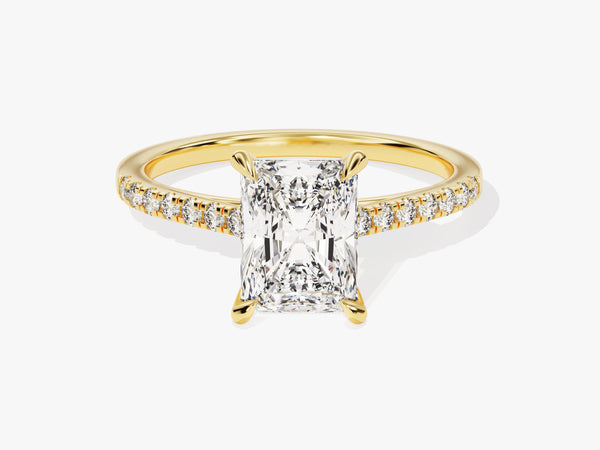Radiant Cut Moissanite Engagement Ring with Pave Set Side Stones (2.00 CT)