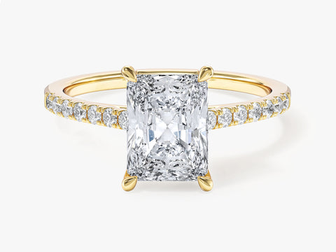 Radiant Cut Moissanite Engagement Ring with Pave Set Side Stones (2.00 CT)
