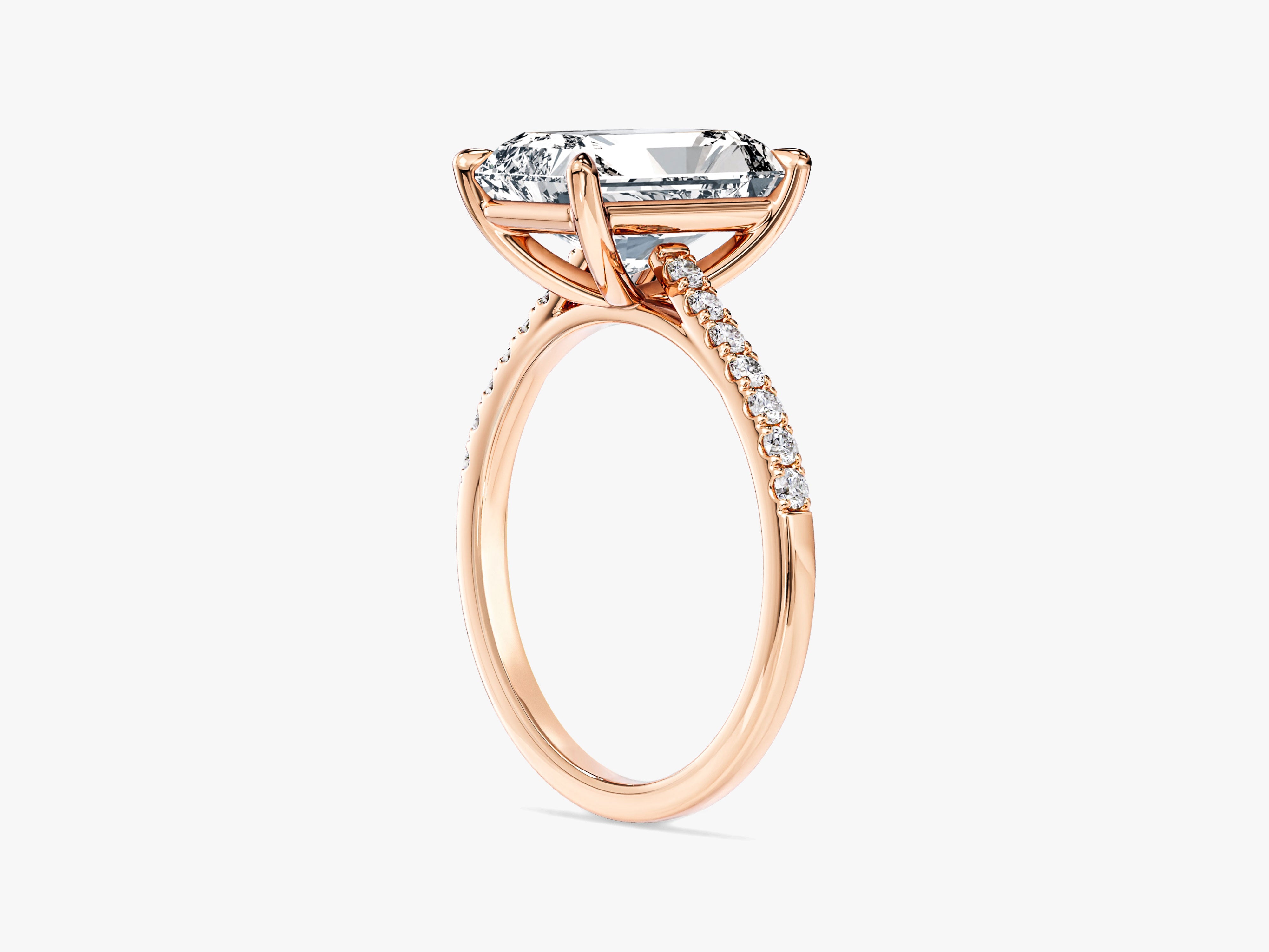 Radiant Cut Moissanite Engagement Ring with Pave Set Side Stones (3.00 CT)