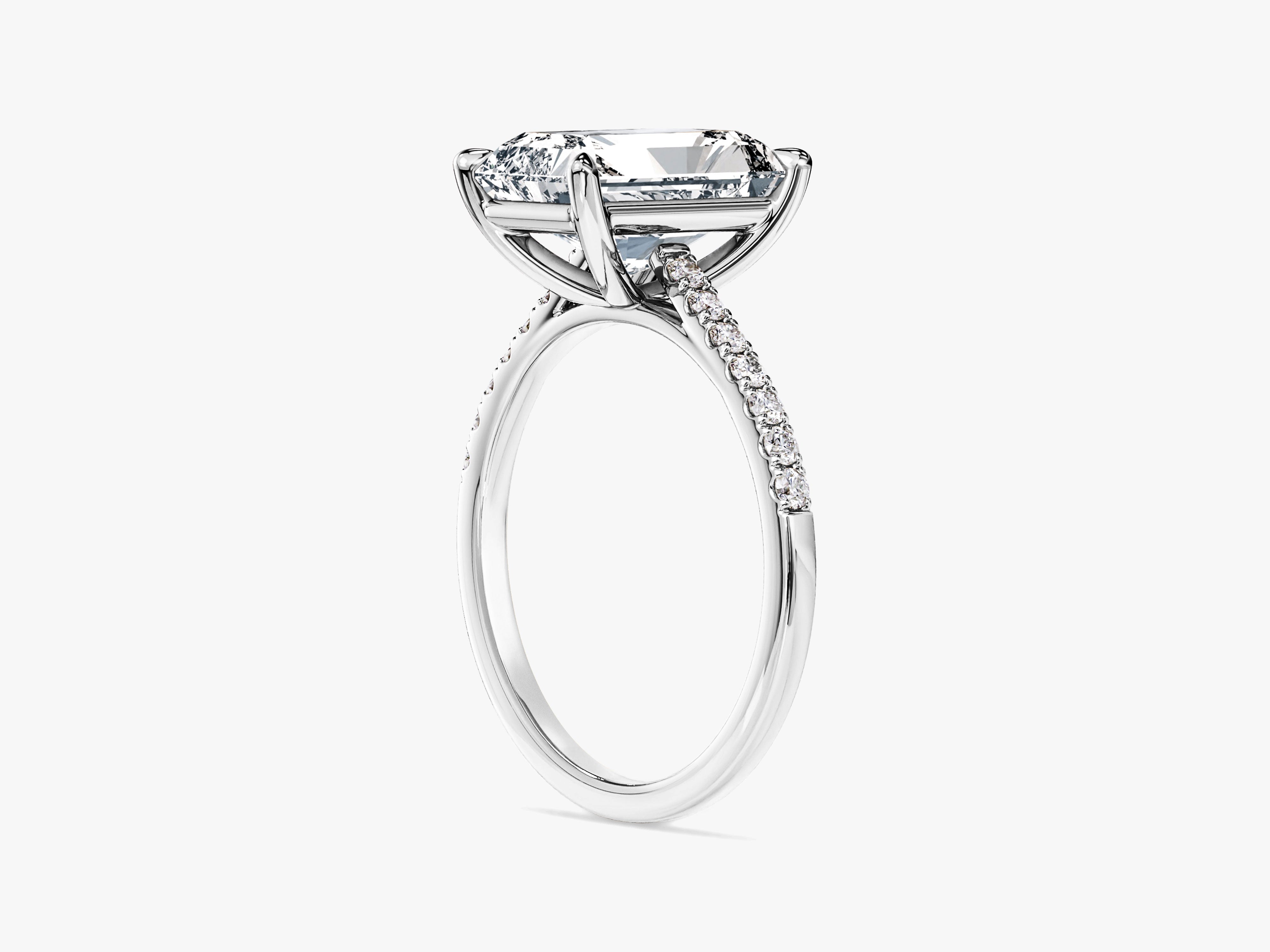 Radiant Cut Moissanite Engagement Ring with Pave Set Side Stones (3.00 CT)