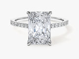 Radiant Cut Lab Grown Diamond Engagement Ring with Pave Set Side Stones (3.00 CT)