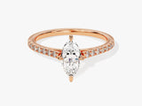 Marquise Cut Moissanite Engagement Ring with Pave Set Side Stones (1.00 CT)