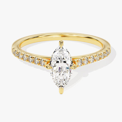 Marquise Cut Moissanite Engagement Ring with Pave Set Side Stones (1.00 CT)