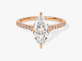 Marquise Cut Lab Grown Diamond Engagement Ring with Pave Set Side Stones (1.50 CT)