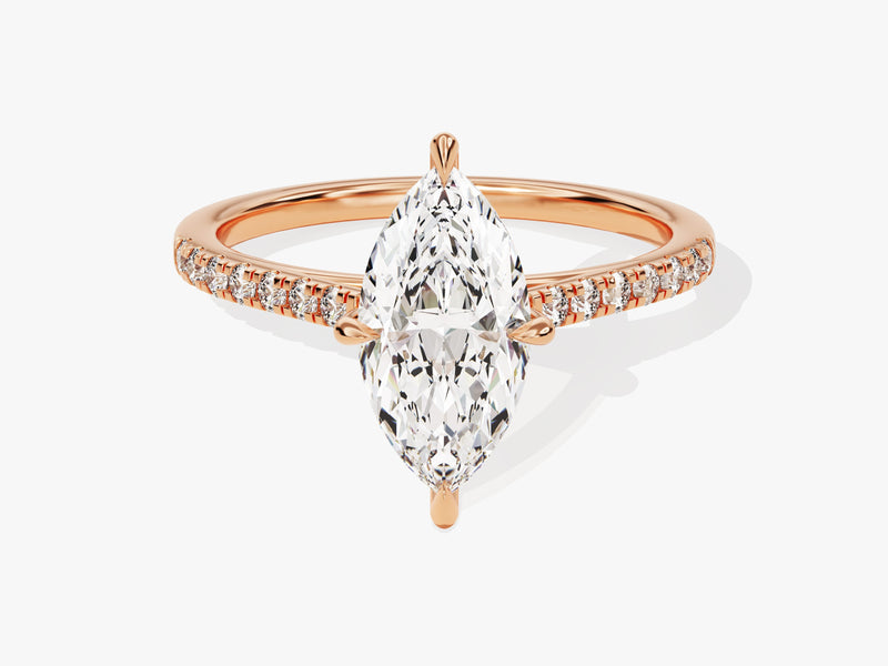 Marquise Cut Diamond Engagement Ring with Pave Set Side Stones (1.50 CT)