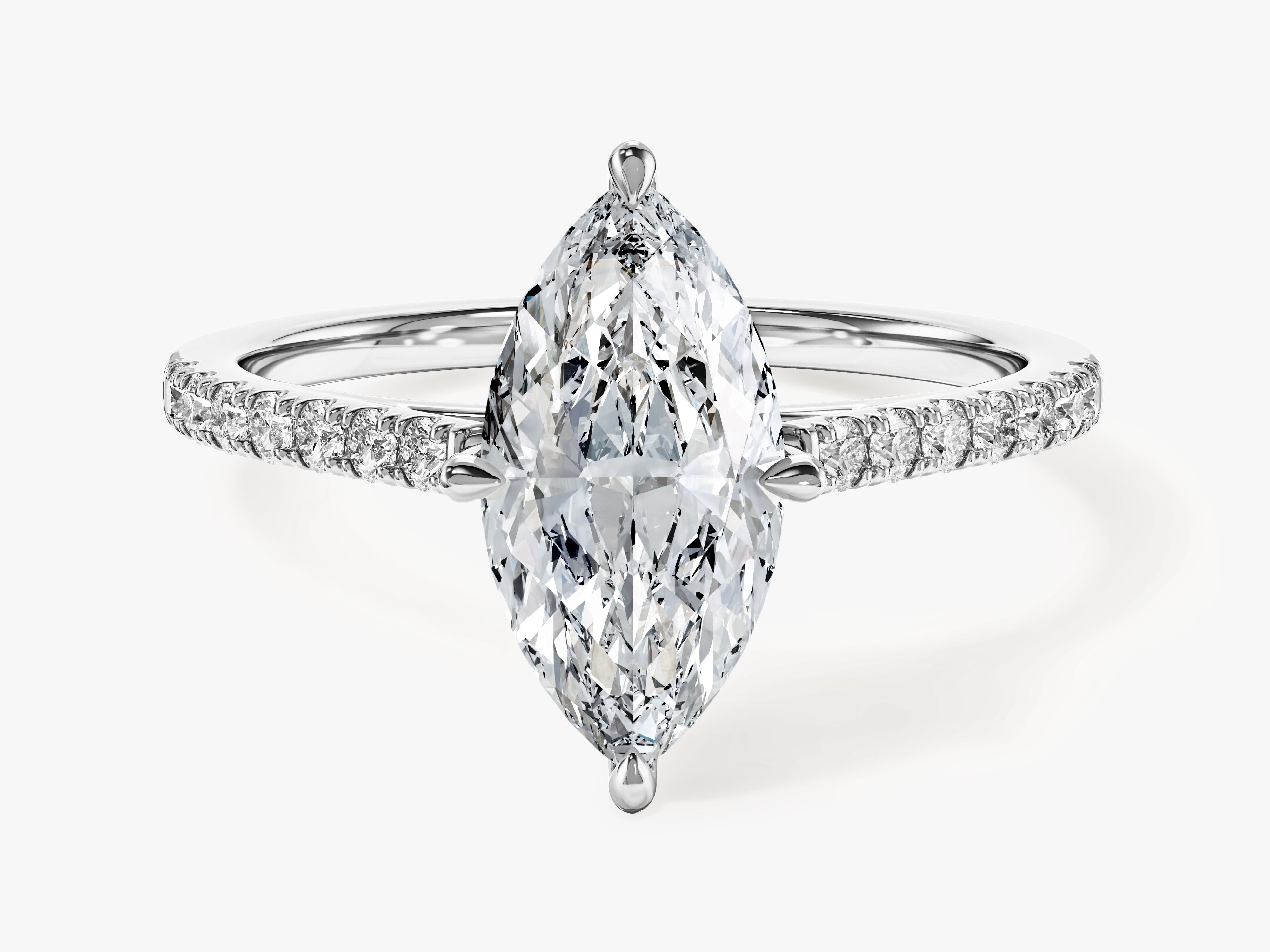 Marquise Cut Moissanite Engagement Ring with Pave Set Side Stones (1.50 CT)