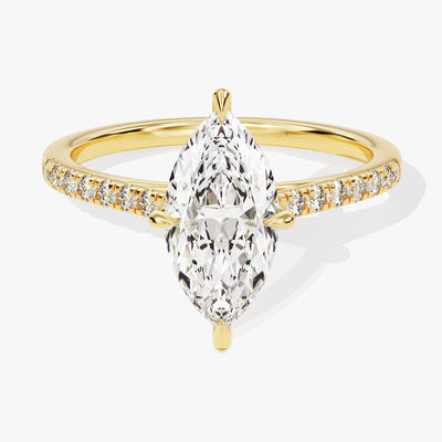 Marquise Cut Moissanite Engagement Ring with Pave Set Side Stones (1.50 CT)
