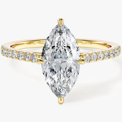 Marquise Cut Moissanite Engagement Ring with Pave Set Side Stones (1.50 CT)