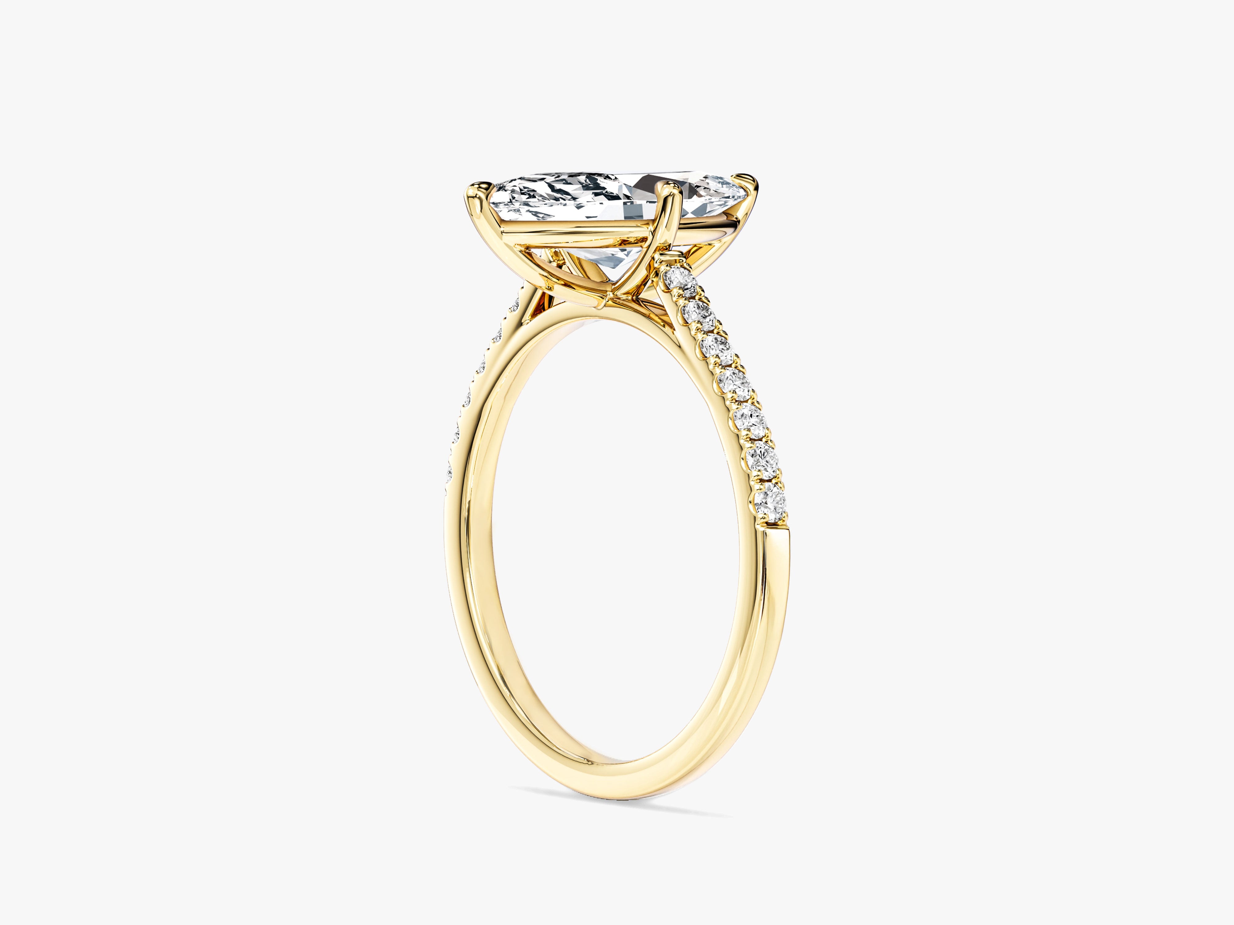 Marquise Cut Lab Grown Diamond Engagement Ring with Pave Set Side Stones (2.00 CT)