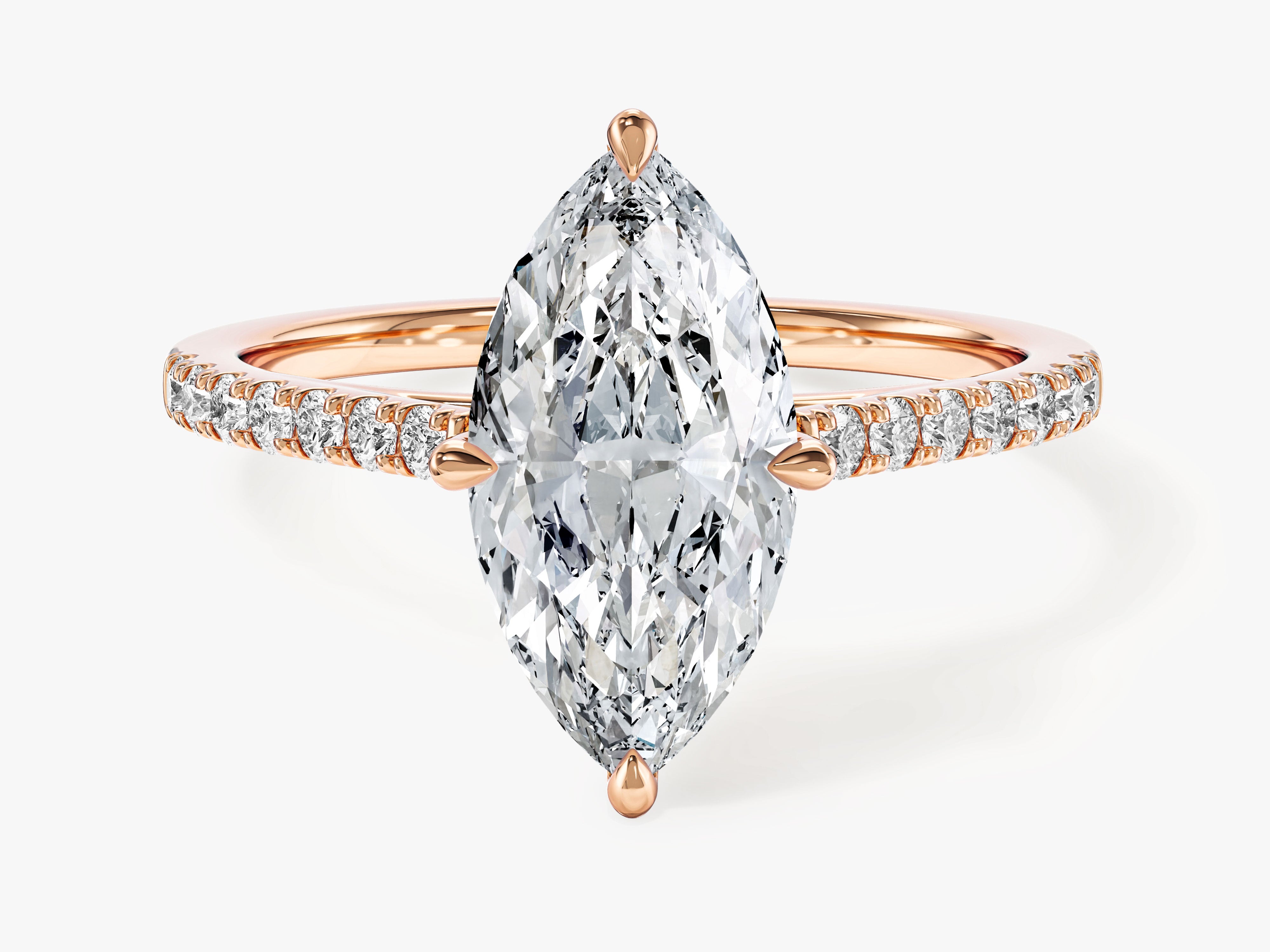 Marquise Cut Moissanite Engagement Ring with Pave Set Side Stones (2.00 CT)