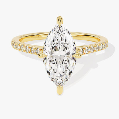 Marquise Cut Moissanite Engagement Ring with Pave Set Side Stones (2.00 CT)