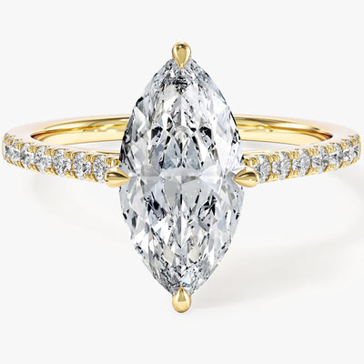 Marquise Cut Moissanite Engagement Ring with Pave Set Side Stones (2.00 CT)