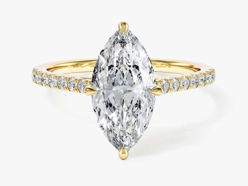 Marquise Cut Moissanite Engagement Ring with Pave Set Side Stones (2.00 CT)