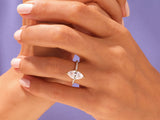 Marquise Cut Moissanite Engagement Ring with Pave Set Side Stones (3.00 CT)
