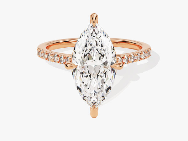 Marquise Cut Moissanite Engagement Ring with Pave Set Side Stones (3.00 CT)