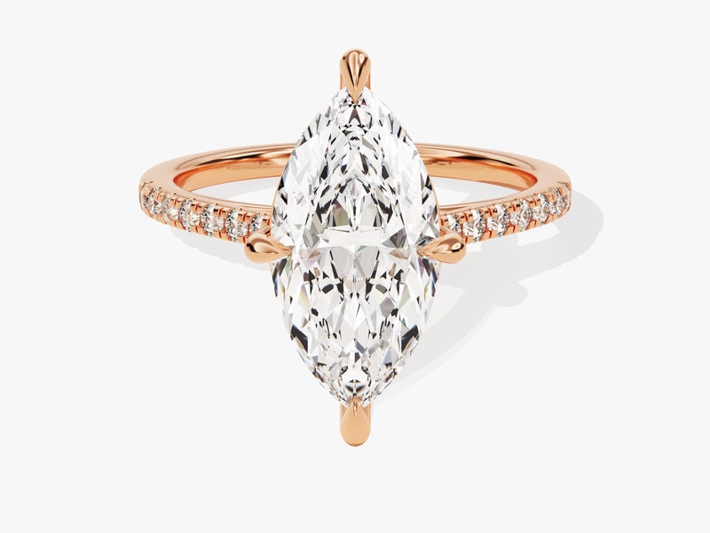 Marquise Cut Diamond Engagement Ring with Pave Set Side Stones (3.00 CT)