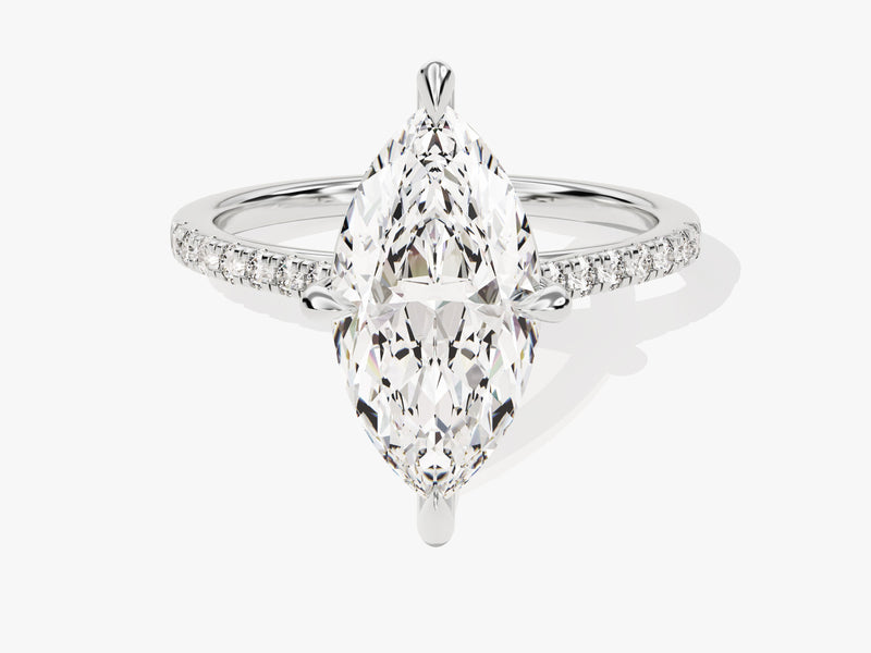 Marquise Cut Moissanite Engagement Ring with Pave Set Side Stones (3.00 CT)