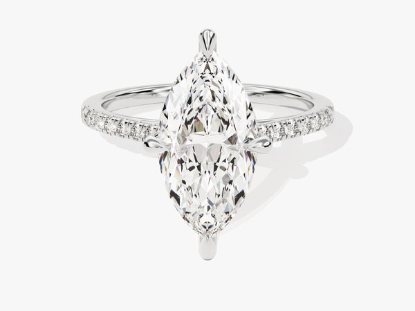 Marquise Cut Lab Grown Diamond Engagement Ring with Pave Set Side Stones (3.00 CT)