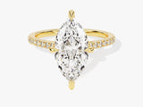 Marquise Cut Moissanite Engagement Ring with Pave Set Side Stones (3.00 CT)