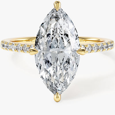 Marquise Cut Moissanite Engagement Ring with Pave Set Side Stones (3.00 CT)