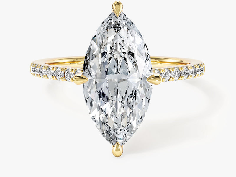 Marquise Cut Lab Grown Diamond Engagement Ring with Pave Set Side Stones (3.00 CT)