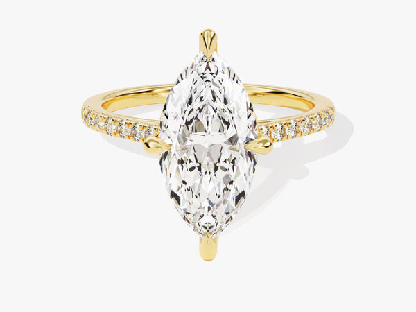 Marquise Cut Moissanite Engagement Ring with Pave Set Side Stones (3.00 CT)