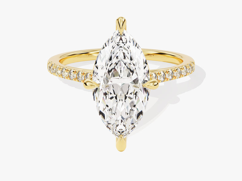Marquise Cut Diamond Engagement Ring with Pave Set Side Stones (3.00 CT)
