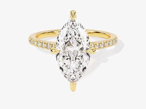 Marquise Cut Moissanite Engagement Ring with Pave Set Side Stones (3.00 CT)