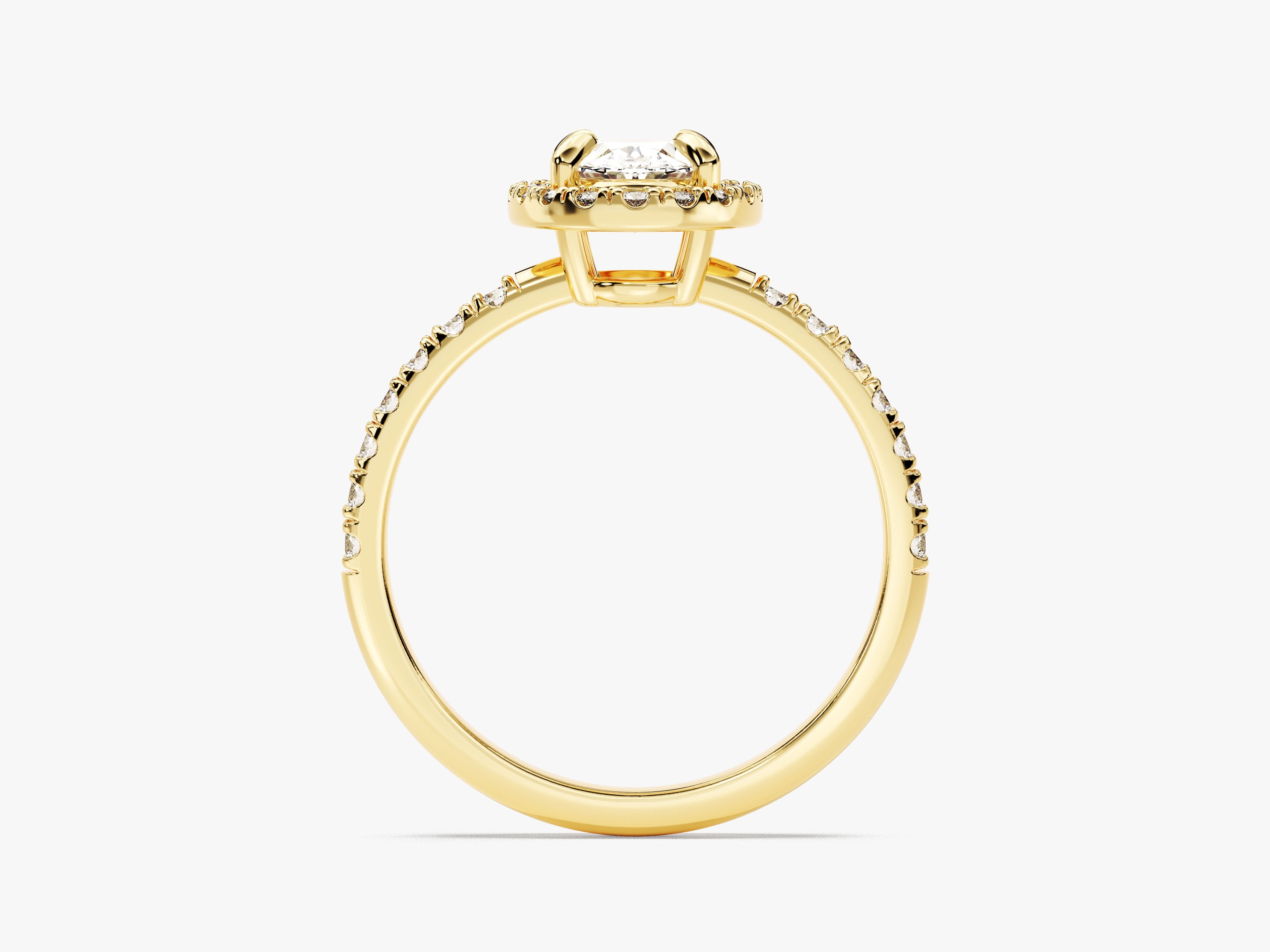 Oval Halo Moissanite Engagement Ring with Pave Set Side Stones (1.00 CT)