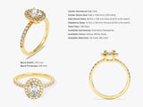 Oval Halo Moissanite Engagement Ring with Pave Set Side Stones (1.00 CT)