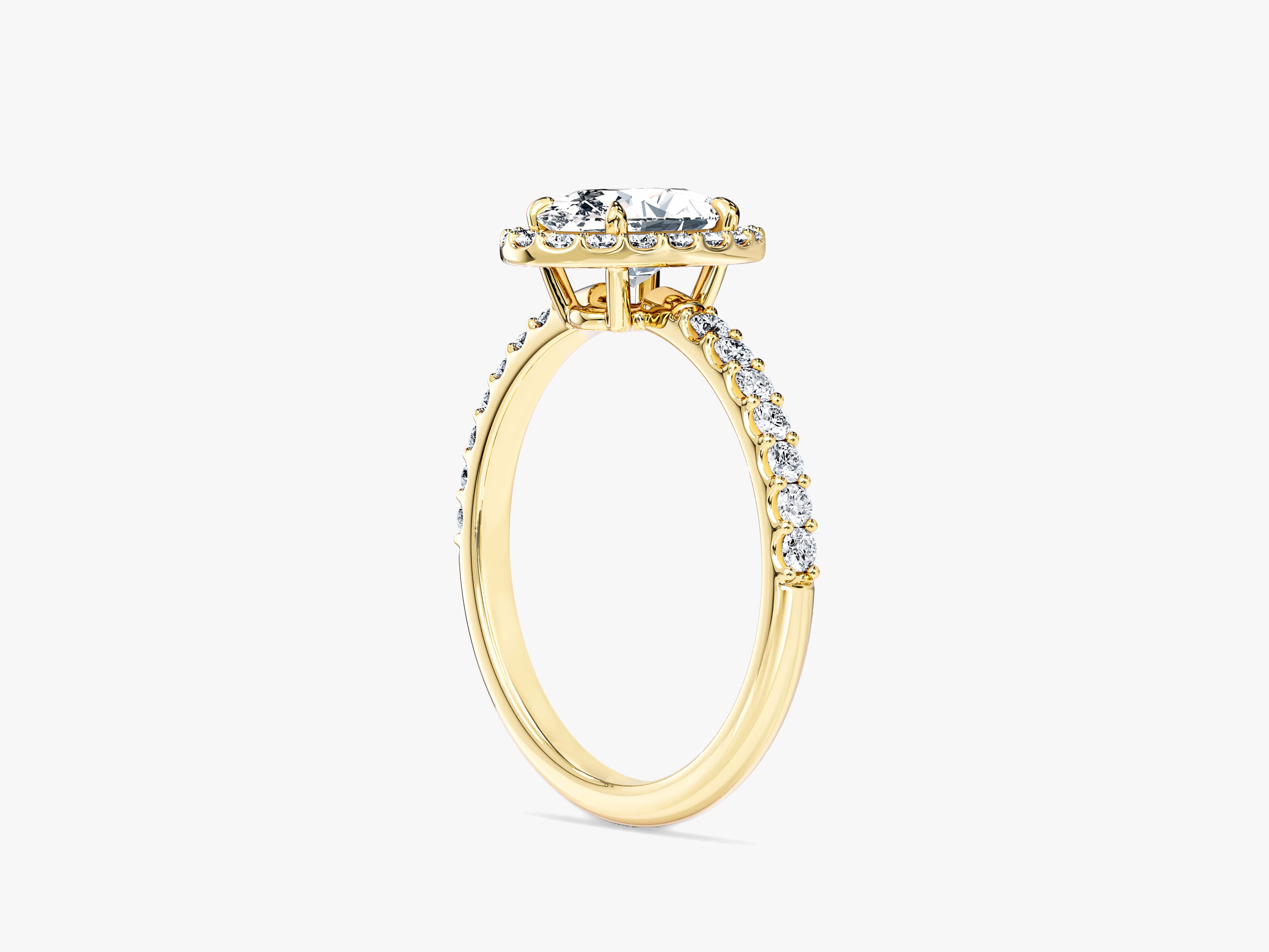 Oval Halo Moissanite Engagement Ring with Pave Set Side Stones (1.00 CT)