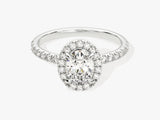 Oval Halo Diamond Engagement Ring with Pave Set Side Stones (1.00 CT)