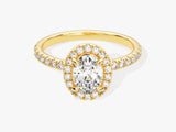 Oval Halo Moissanite Engagement Ring with Pave Set Side Stones (1.00 CT)