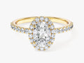 Oval Halo Moissanite Engagement Ring with Pave Set Side Stones (1.00 CT)