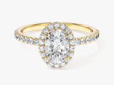 Oval Halo Moissanite Engagement Ring with Pave Set Side Stones (1.00 CT)