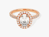 Oval Halo Lab Grown Diamond Engagement Ring with Pave Set Side Stones (1.50 CT)