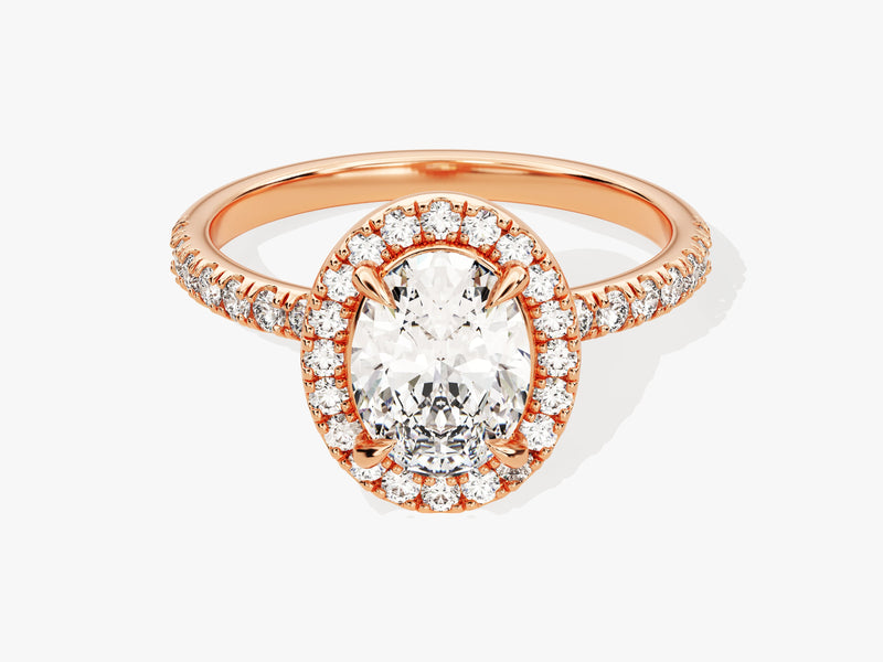 Oval Halo Diamond Engagement Ring with Pave Set Side Stones (1.50 CT)