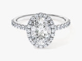 Oval Halo Moissanite Engagement Ring with Pave Set Side Stones (1.50 CT)