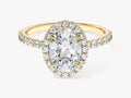 Oval Halo Lab Grown Diamond Engagement Ring with Pave Set Side Stones (1.50 CT)