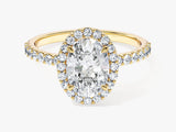 Oval Halo Moissanite Engagement Ring with Pave Set Side Stones (1.50 CT)