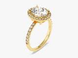 Oval Halo Diamond Engagement Ring with Pave Set Side Stones (2.00 CT)