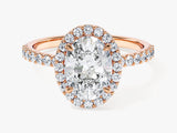 Oval Halo Moissanite Engagement Ring with Pave Set Side Stones (2.00 CT)