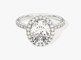 Oval Halo Diamond Engagement Ring with Pave Set Side Stones (2.00 CT)