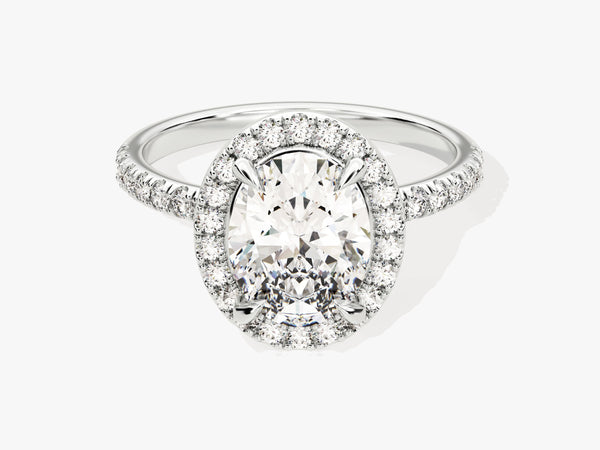 Oval Halo Diamond Engagement Ring with Pave Set Side Stones (2.00 CT)