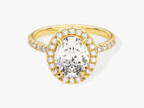 Oval Halo Moissanite Engagement Ring with Pave Set Side Stones (2.00 CT)