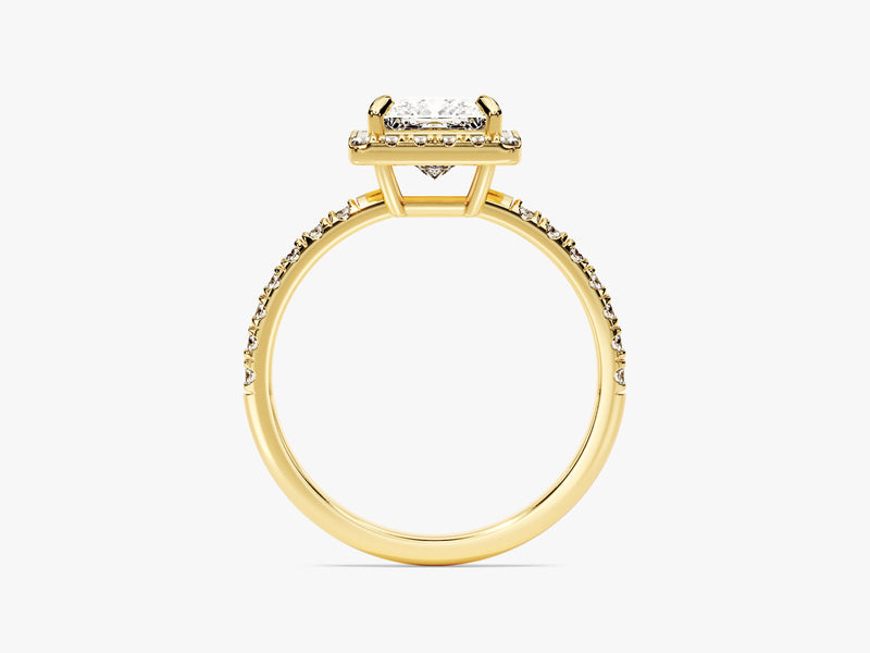 Princess Halo Moissanite Engagement Ring with Pave Set Side Stones (1.00 CT)