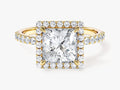 Princess Halo Moissanite Engagement Ring with Pave Set Side Stones (2.00 CT)